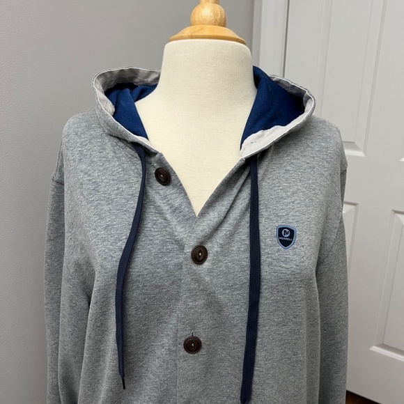 Merrell Gray Button Hoodie with Patch Elbows Sz L - Picture 6 of 15
